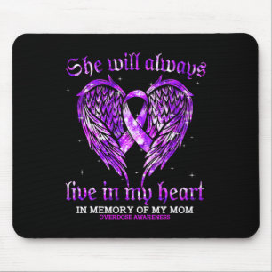 In Memory Of My Mum Overdose Awareness Angel Wing  Mouse Pad