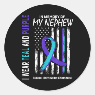 In Memory Of My Nephew Suicide Awareness Preventio Classic Round Sticker