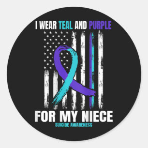 In Memory Of My Niece Suicide Awareness Usa Flag B Classic Round Sticker