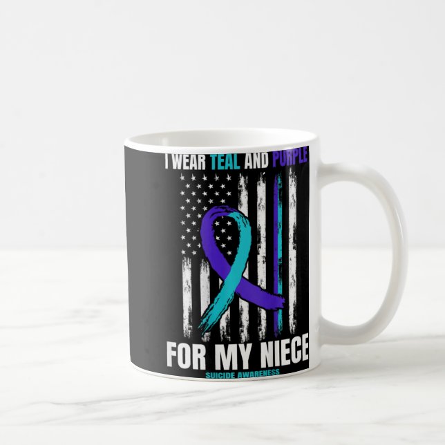 In Memory Of My Niece Suicide Awareness Usa Flag C Coffee Mug (Right)