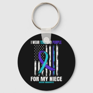 In Memory Of My Niece Suicide Awareness Usa Flag C Key Ring