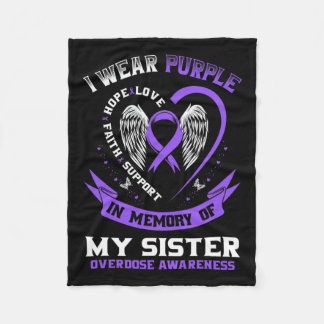 In Memory Of My Sister Drug Overdose Awareness Rib Fleece Blanket