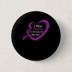 In Memory Of My Son Overdose Awareness Heart Ribbo 6 Cm Round Badge