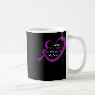 In Memory Of My Son Overdose Awareness Heart Ribbo Coffee Mug