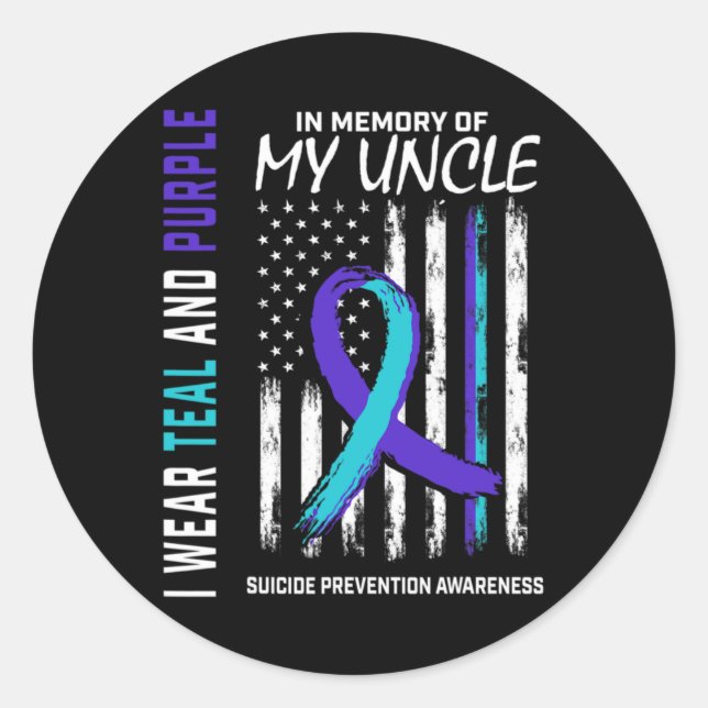 In Memory Of My Uncle Suicide Awareness Prevention Classic Round Sticker (Front)