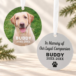 In Memory of Our Loyal Companion Pet Photo Ornament