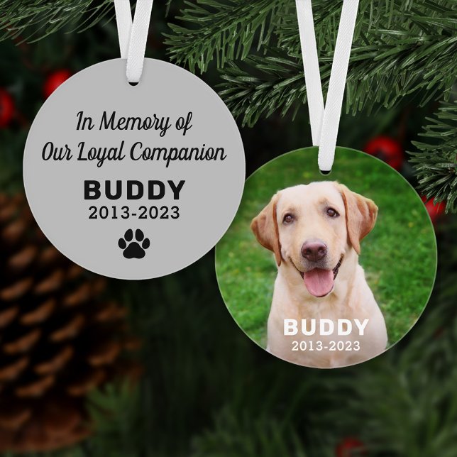 In Memory of Our Pet Dog Personalised Photo Ornament (Creator Uploaded)