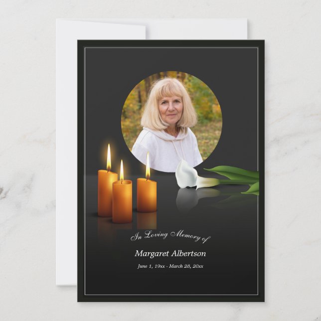 In Memory of Photo Flat Thank You Card (Front)