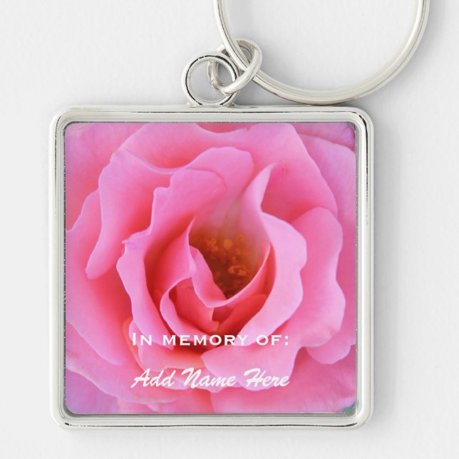 In Memory Of: Pink Rose Keychain (Front)