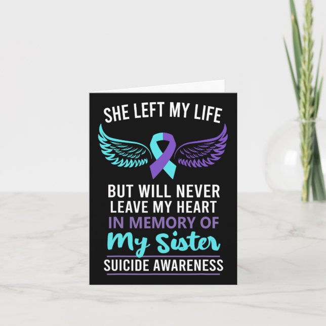 In Memory Of Sister Suicide Awareness Prevention  Card (Front)