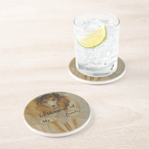 In Memory of-Vintage Collie Dog-Your Dog's Name Coaster