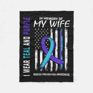 In Memory Of Wife Suicide Awareness Prevention Fla Fleece Blanket
