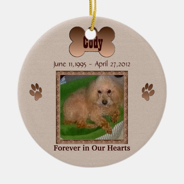 In Memory of Your Dog Ceramic Tree Decoration (Front)