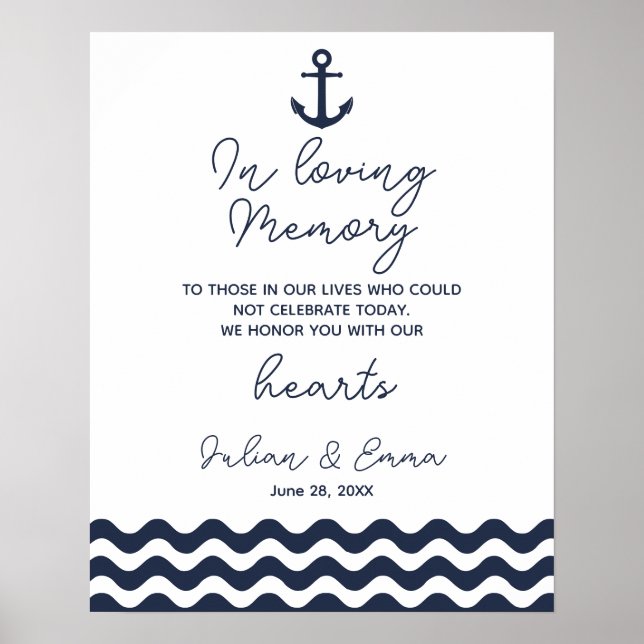 In memory remembrance nautical wedding anchor sign (Front)