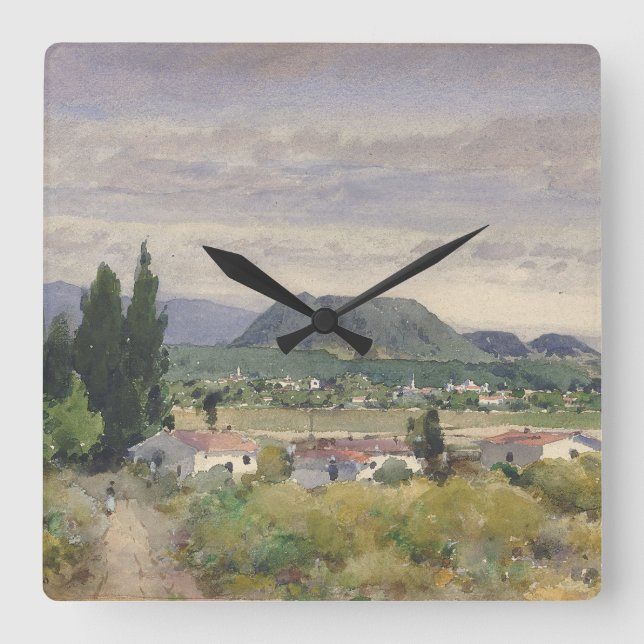 In Mexico Holmes Watercolor Landscape Summer Square Wall Clock (Front)