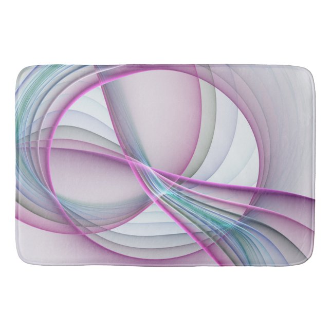 In Motion, Modern Abstract Colourful Fractal Art Bath Mat (Front)