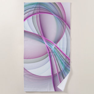 In Motion, Modern Abstract Colourful Fractal Art Beach Towel