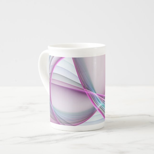 In Motion, Modern Abstract Colourful Fractal Art Bone China Mug (Front Left)
