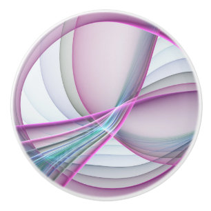 In Motion, Modern Abstract Colourful Fractal Art Ceramic Knob