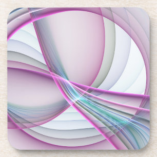 In Motion, Modern Abstract Colourful Fractal Art Coaster