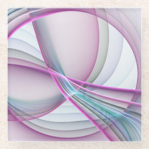 In Motion, Modern Abstract Colourful Fractal Art Glass Coaster