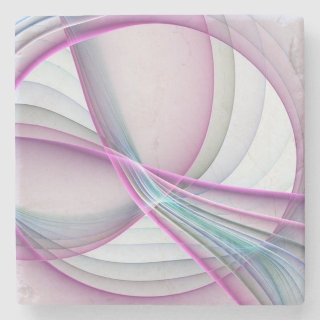 In Motion, Modern Abstract Colourful Fractal Art Stone Coaster (Front)