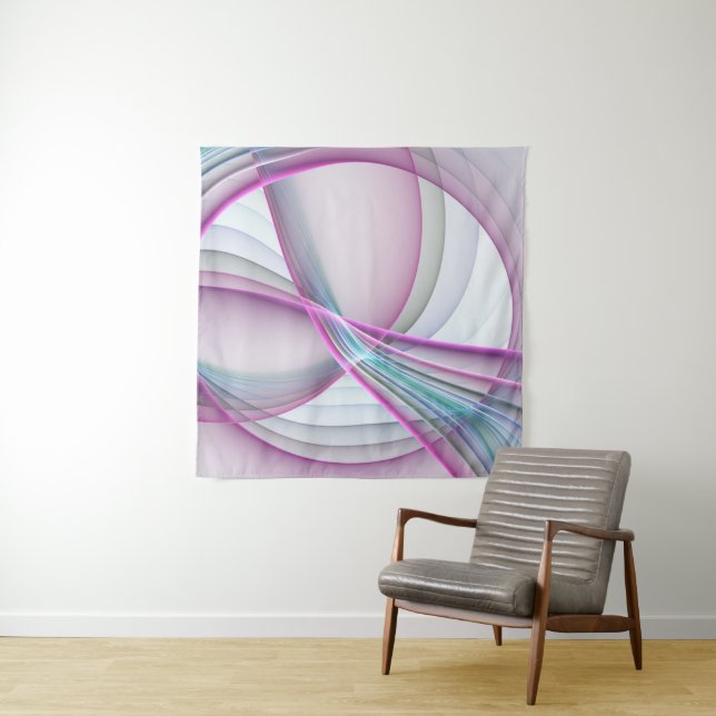 In Motion, Modern Abstract Colourful Fractal Art Tapestry (In Situ)
