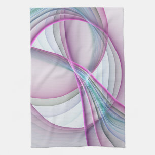 In Motion, Modern Abstract Colourful Fractal Art Tea Towel