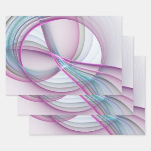 In Motion, Modern Abstract Colourful Fractal Art Wrapping Paper Sheet