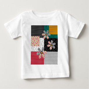 In multicolored colours patchwork rustic pattern baby T-Shirt