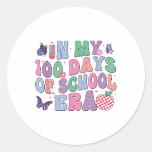In My 100 Days Of School Era Groovy 100th Day Of S Classic Round Sticker