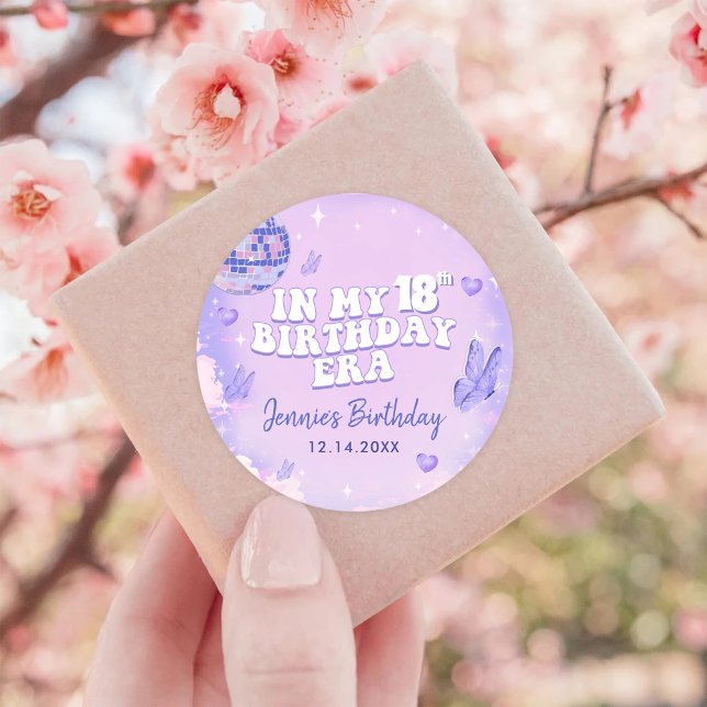 In My 18th Birthday Era Party Classic Round Sticker (Creator Uploaded)