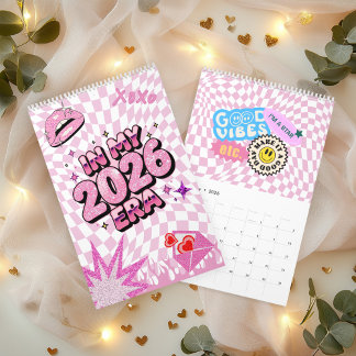 In My 2026 Era Pink Aesthetic Calendar with Quotes