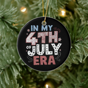 In My 4th Of July Era Usa American Patriotic  Ceramic Tree Decoration
