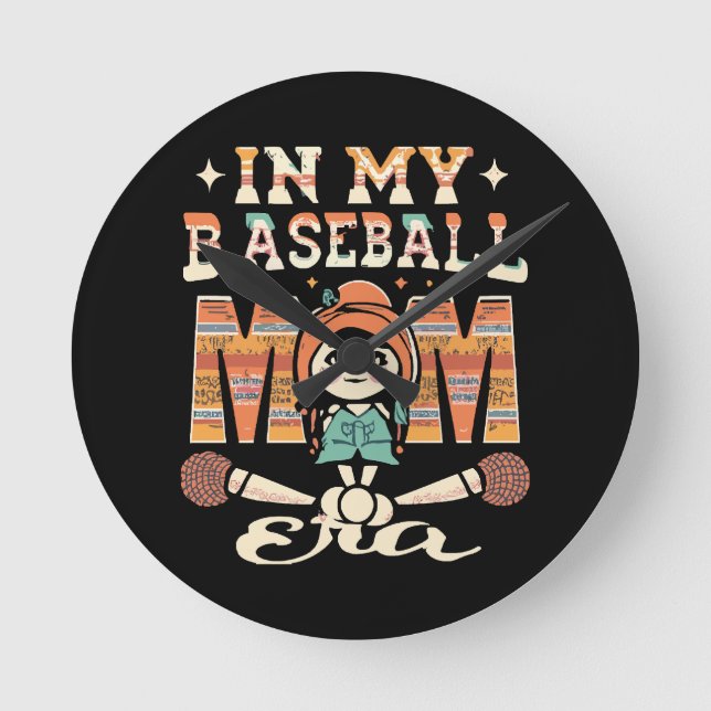 In My Baseball Mum Era Round Clock (Front)