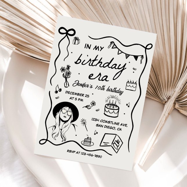 In my birthday Era Black Retro Birthday Invitation (Creator Uploaded)