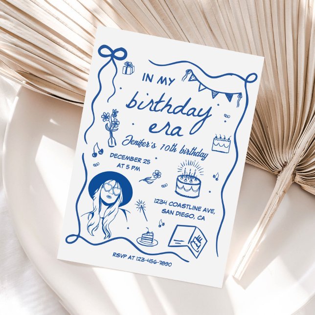 In my birthday Era Blue Retro Birthday Invitation (Creator Uploaded)