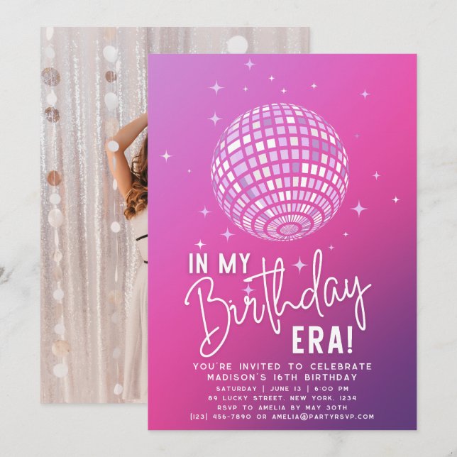 In My Birthday Era, Era Party, Eras Party Photo Invitation (Front/Back)