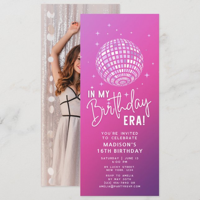 In My Birthday Era, Era Party, Eras Party Photo   Invitation (Front/Back)