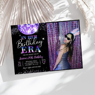 In My Birthday Era Purple Disco Birthday Photo Invitation