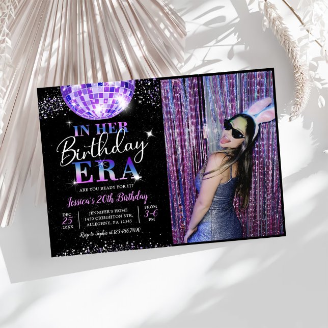 In My Birthday Era Purple Disco Birthday Photo Invitation (Creator Uploaded)