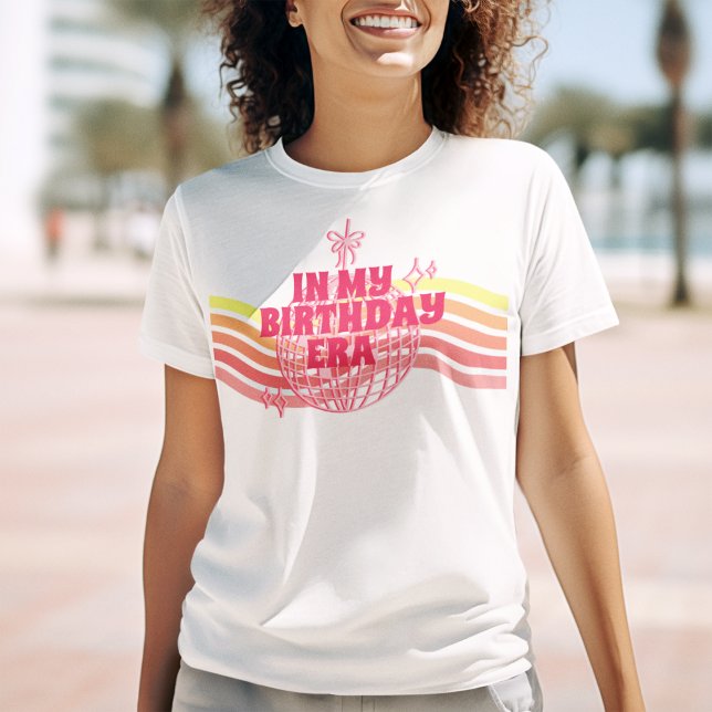 In My Birthday Era Retro Pink Disco Ball Party T-Shirt (Creator Uploaded)