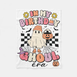 In My Birthday Ghoul Era Retro Groovy Halloween Gh Fleece Blanket