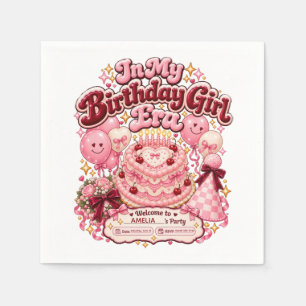 In My Birthday Girl Era Retro Heart Cake Napkin
