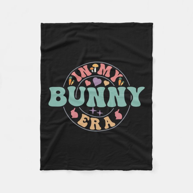 In My Bunny Era Groovy Happy Easter Day Rabbit  Fleece Blanket (Front)
