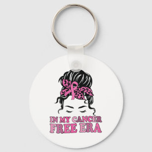 In My Cancer Free Era Messy Bun Breast Cancer Awar Key Ring