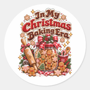 In My Christmas Baking Era Retro Gingerbread Classic Round Sticker
