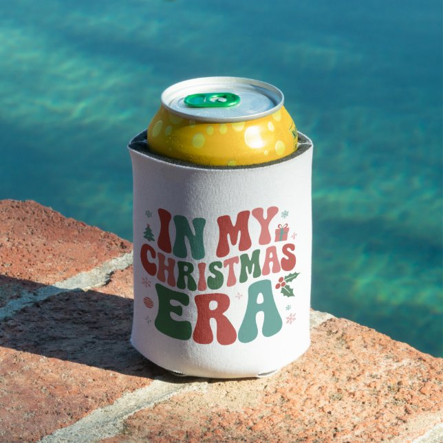 In My Christmas Era Cute Groovy Christmas Holiday  Can Cooler (In Situ Pool)