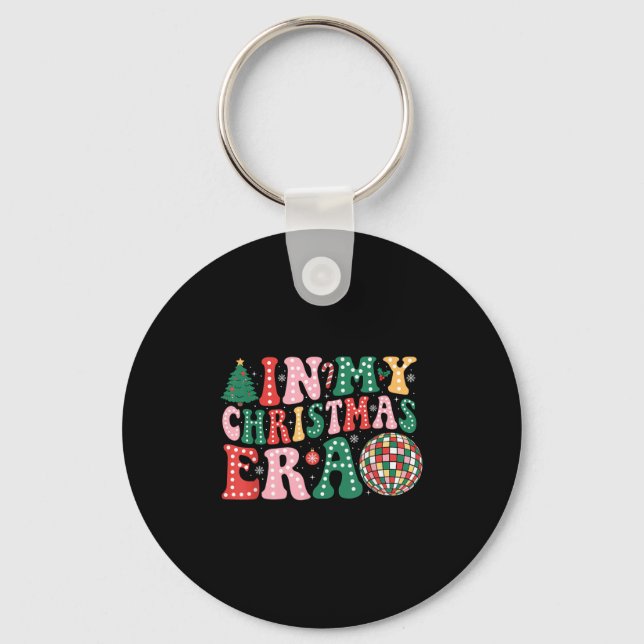 In My Christmas Era Groovy Retro Christmas Xmas Ho Key Ring (Front)