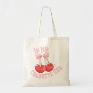 In my Coquette Era Cherries Pink Bow Tote Bag